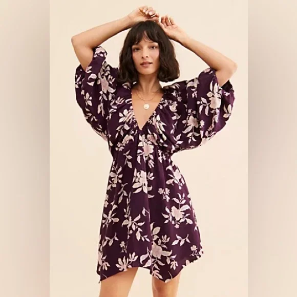 Free people small portia Floral Purple Dress - Picture 1 of 5